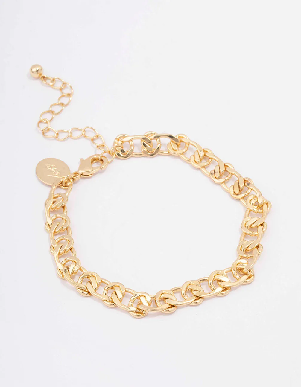 Gold Plated Flat Loop Chain Bracelet