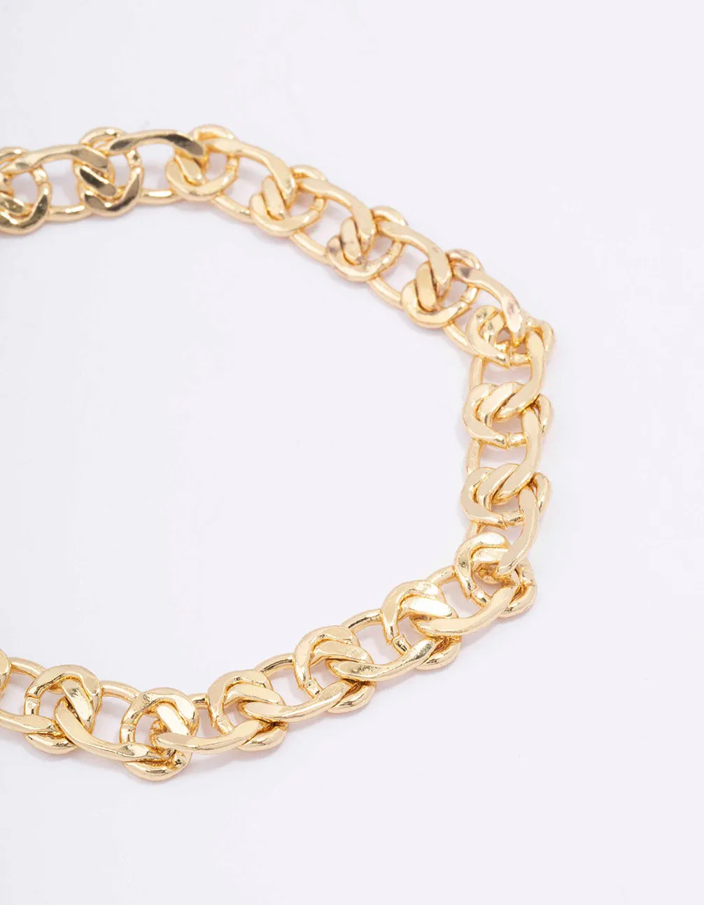 Gold Plated Flat Loop Chain Bracelet