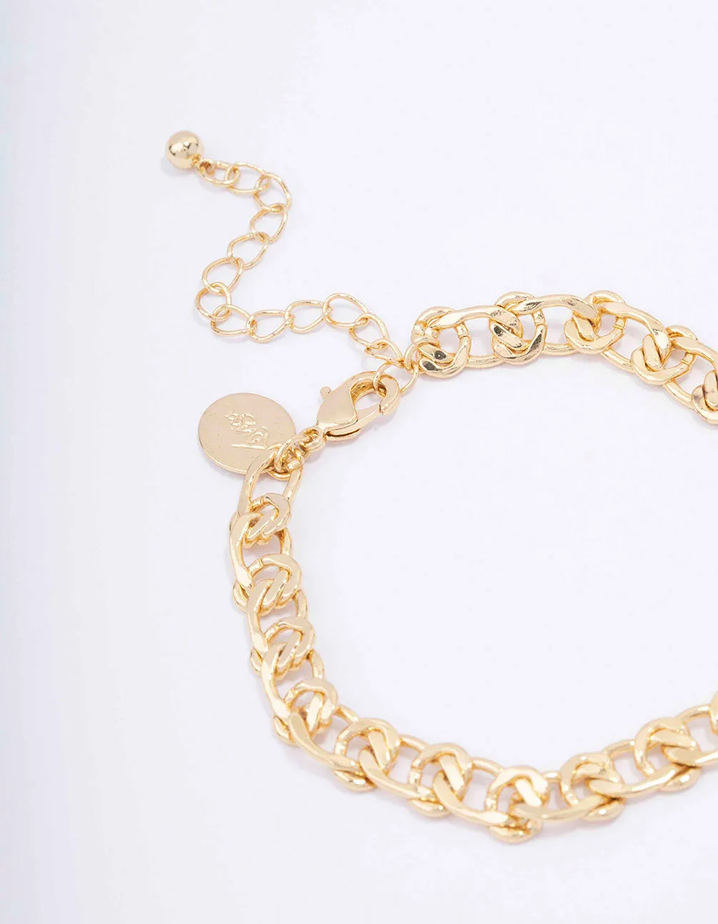 Gold Plated Flat Loop Chain Bracelet