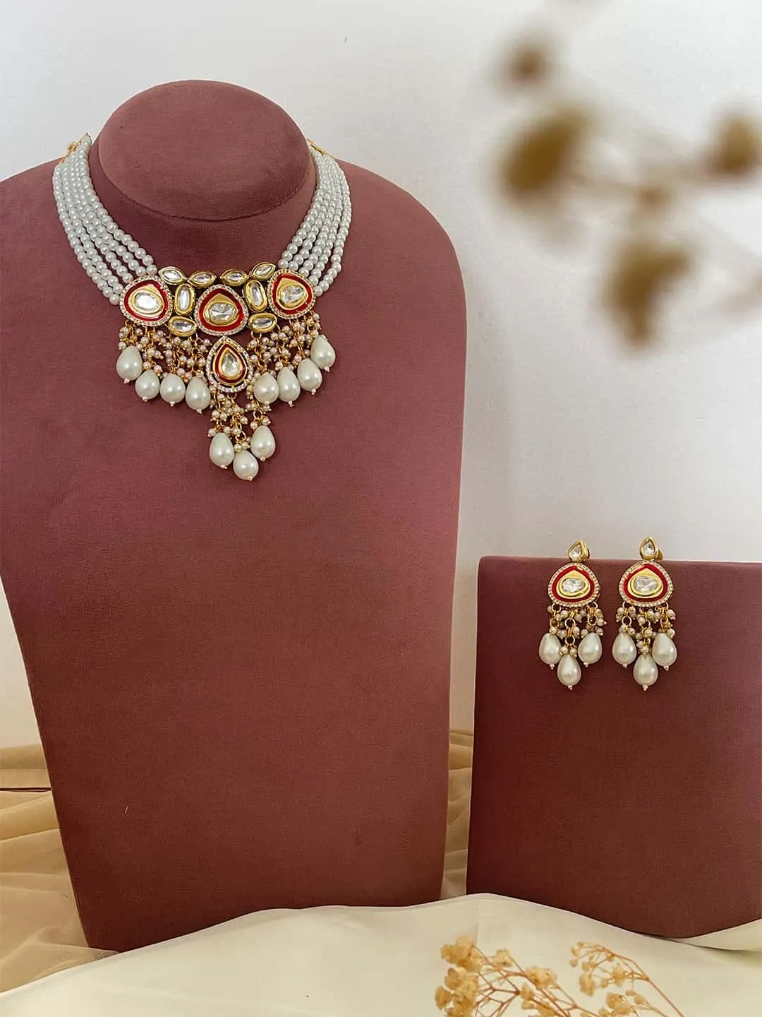 Gold Plated Kundan Layered Studded Choker Set