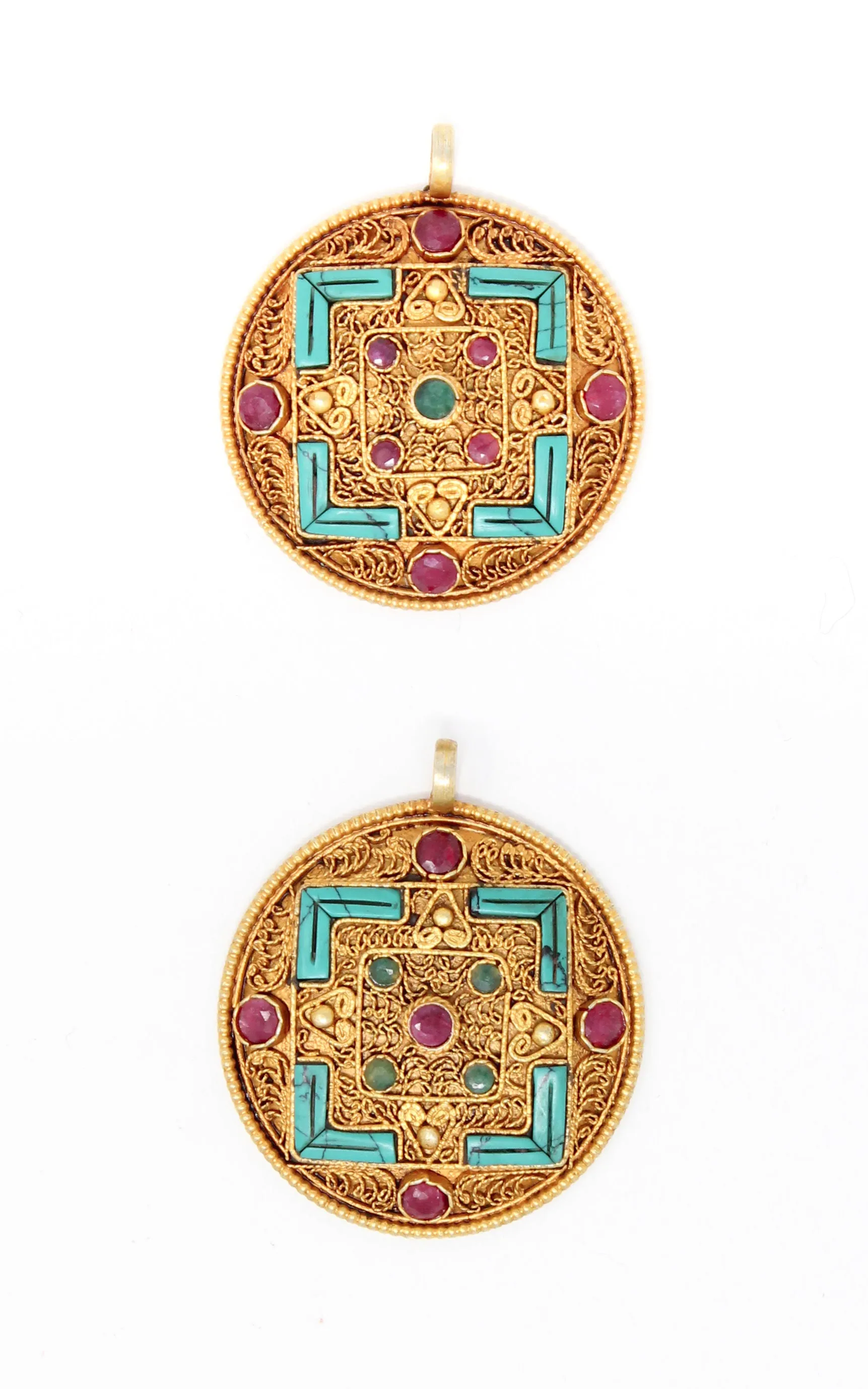 Gold Plated Tibetan Mandala Pendant