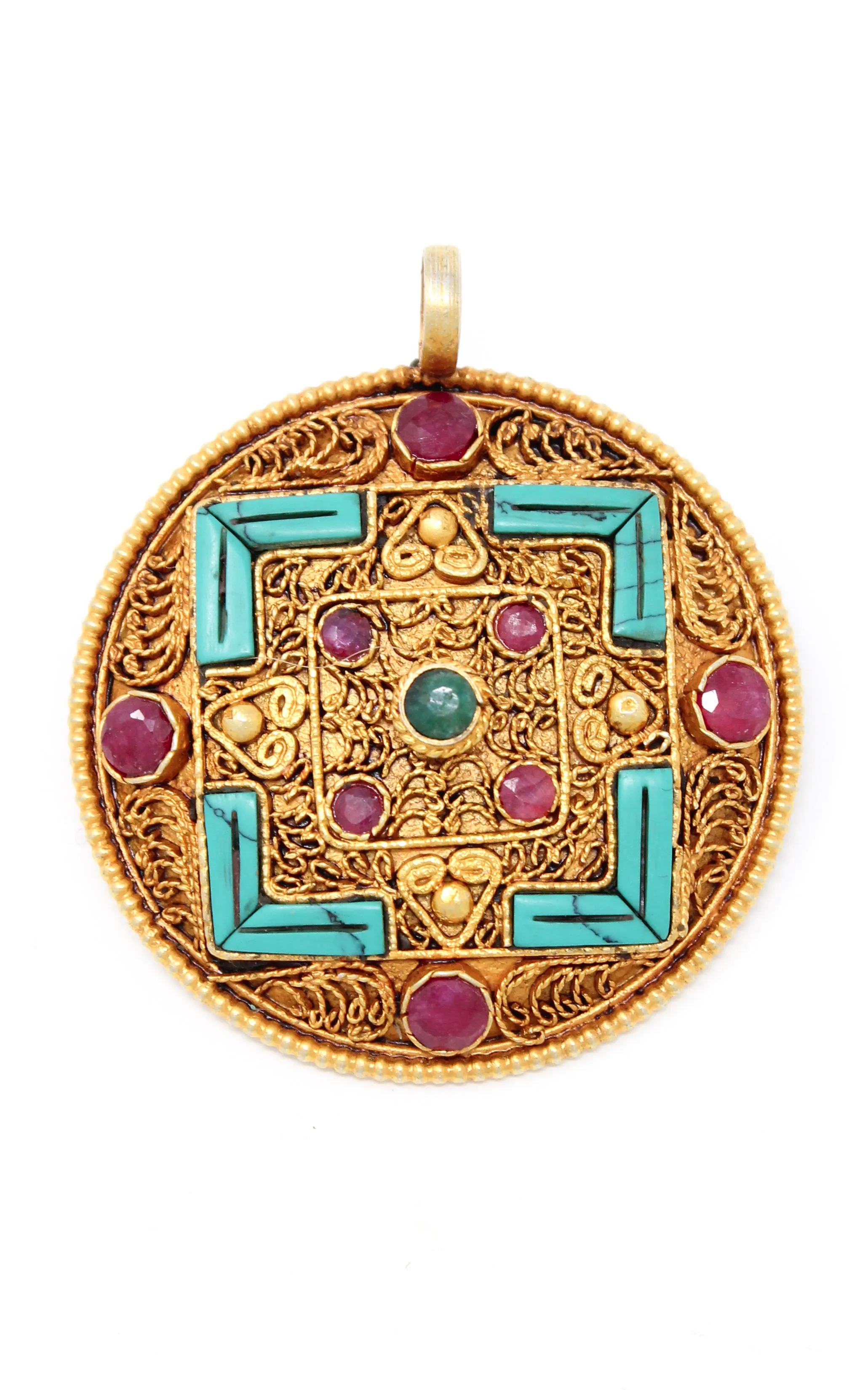 Gold Plated Tibetan Mandala Pendant