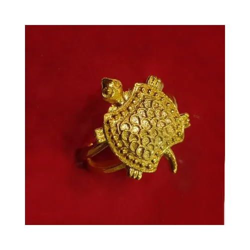 Gold Plated Tortoise Turtle Vastu Feng Shui Kachua Good Luck Charm Unisex Adjustable Free Size Finger Ring for Longevity