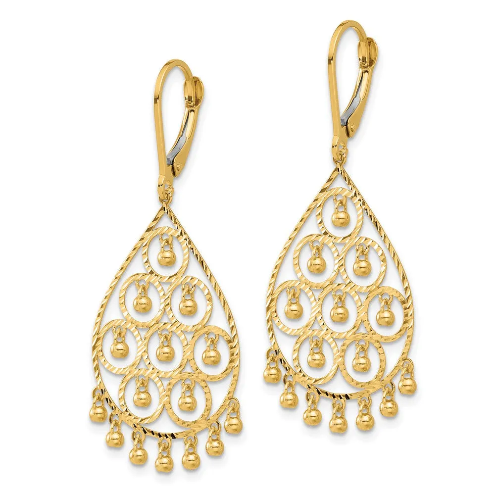 Gold Polished and Diamond-cut Chandelier Style Dangle Earrings - Model TF2329