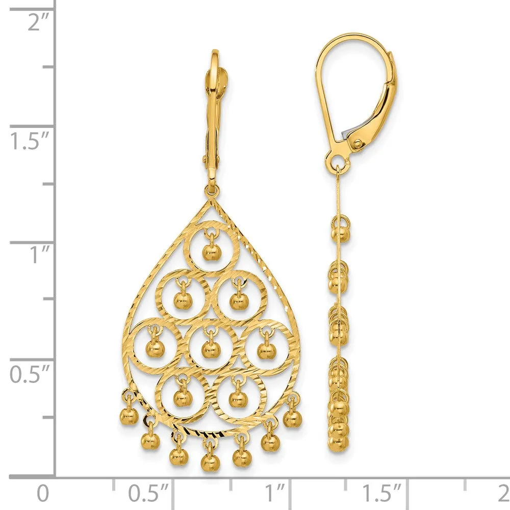 Gold Polished and Diamond-cut Chandelier Style Dangle Earrings - Model TF2329