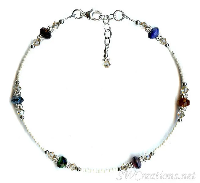 Golden Shadow Fall Crystal Beaded Anklet