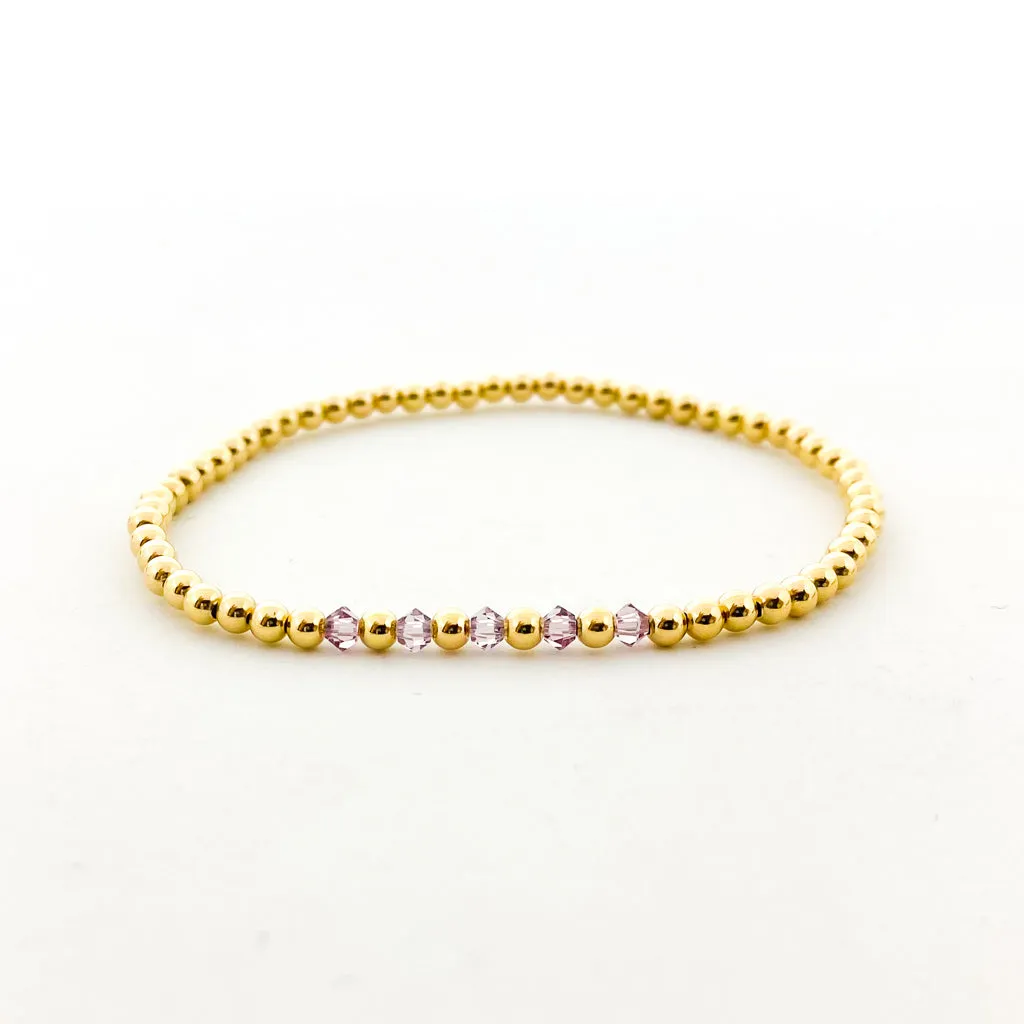 Gracie Beaded Birthstone Accented Bracelet | 3mm