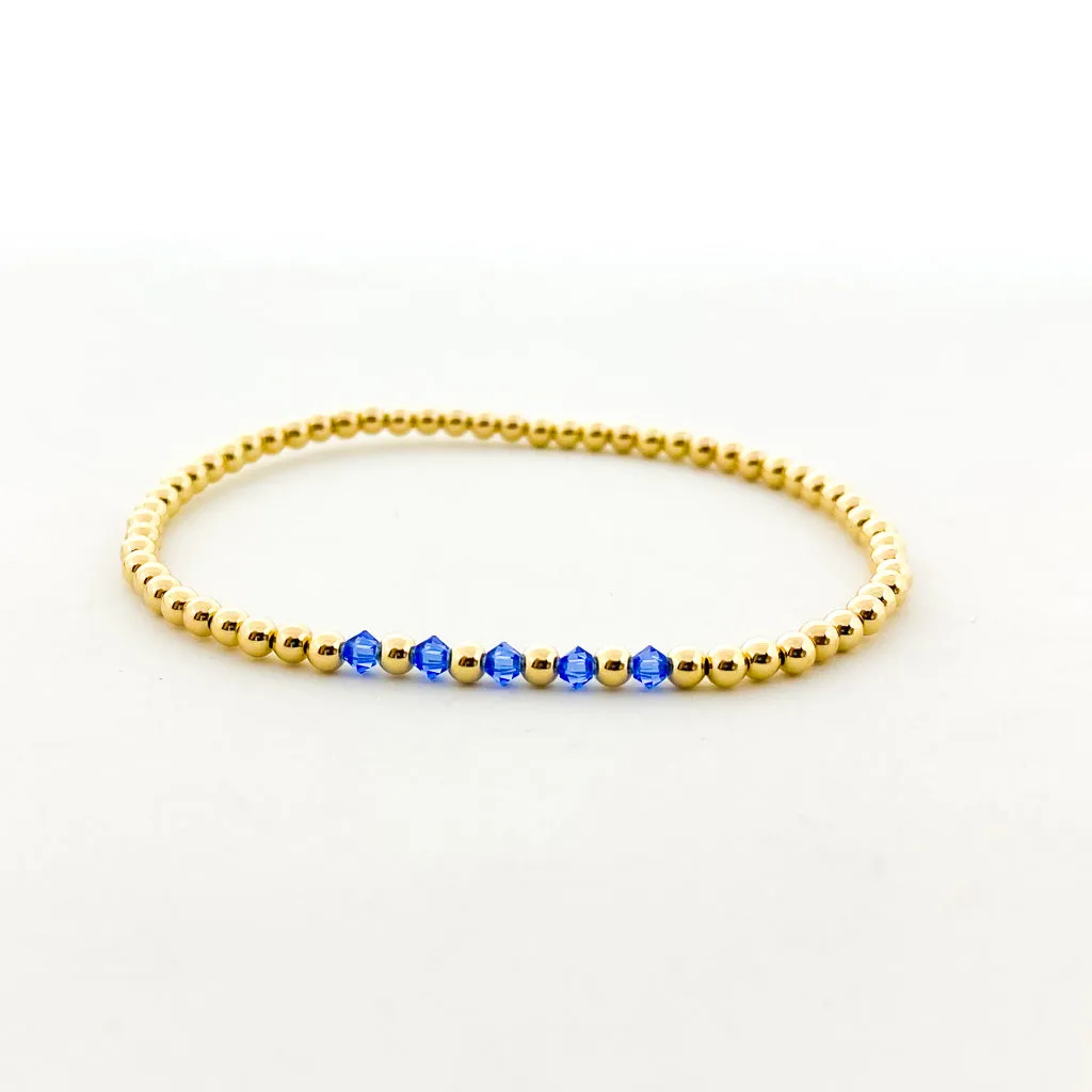 Gracie Beaded Birthstone Accented Bracelet | 3mm