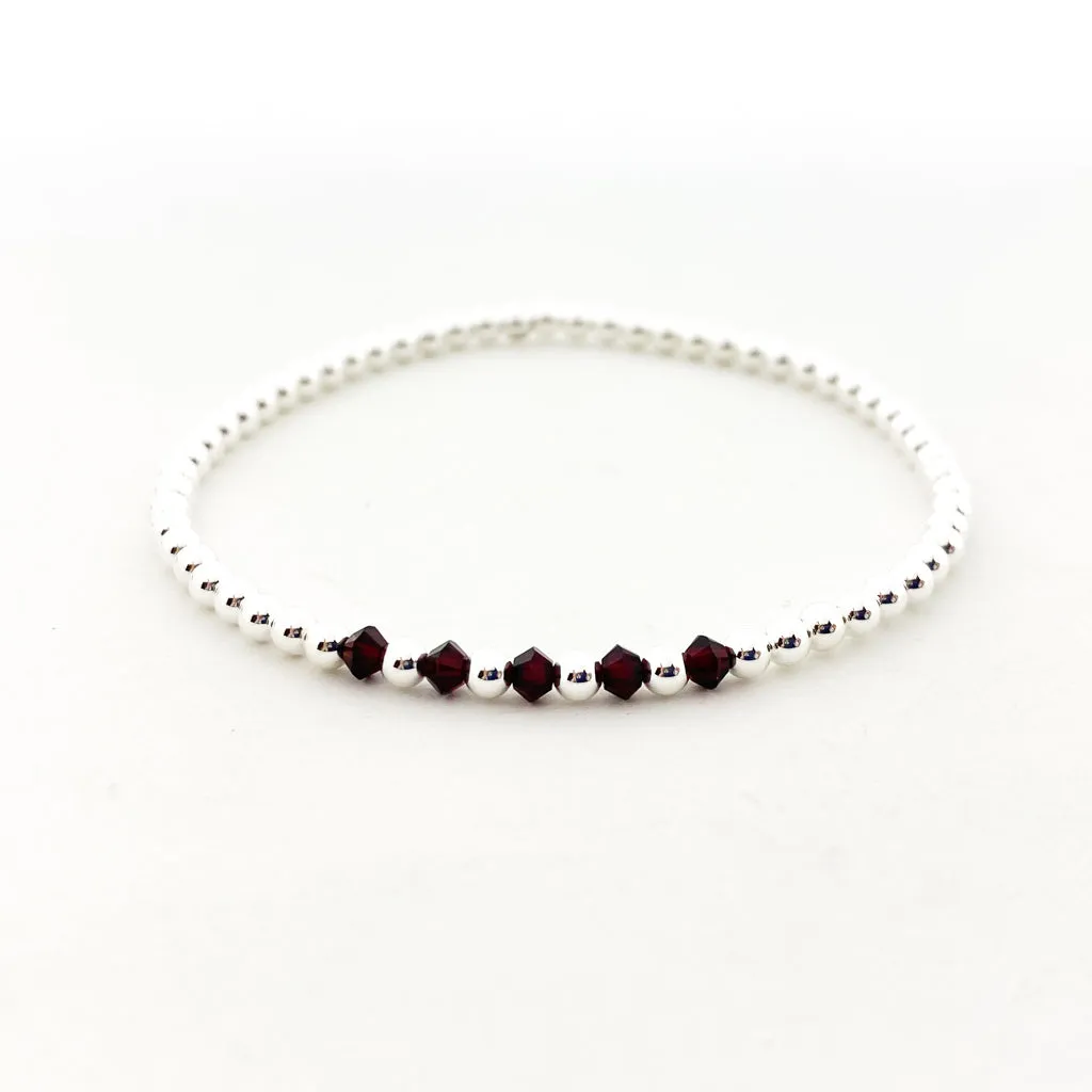 Gracie Beaded Birthstone Accented Bracelet | 3mm