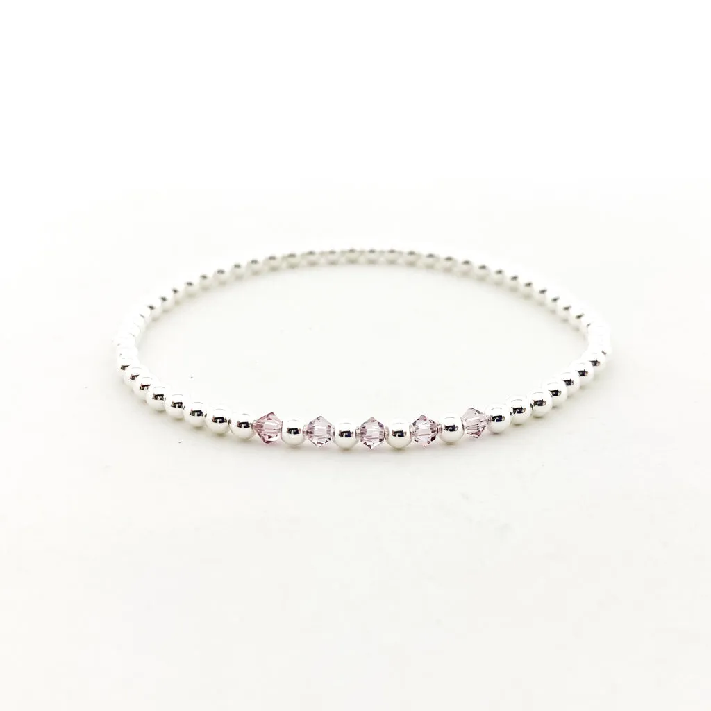 Gracie Beaded Birthstone Accented Bracelet | 3mm