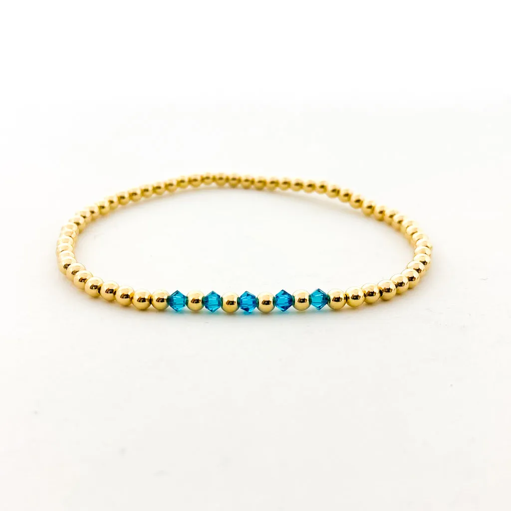 Gracie Beaded Birthstone Accented Bracelet | 3mm