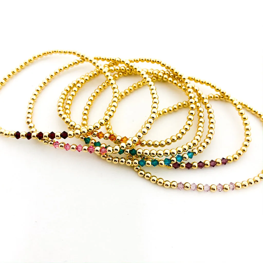 Gracie Beaded Birthstone Accented Bracelet | 3mm