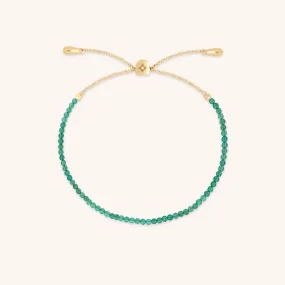 Green Agate Gemstone Bracelet in 9k Gold