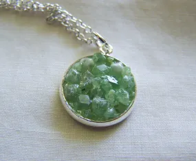 Green Demantoid Garnet Gemstone Crystal Pendant