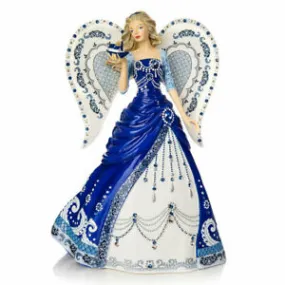 Hamilton Collection - Glimmering Blue Willow Angel Figurine by Bradford Exchange