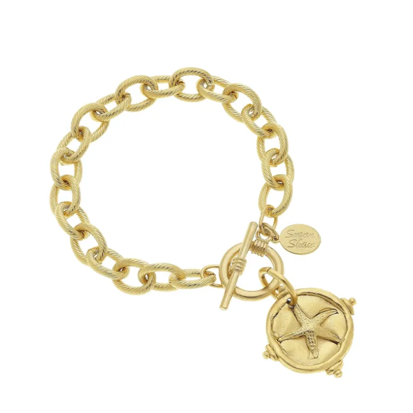 Handcast Gold Starfish Chain Bracelet