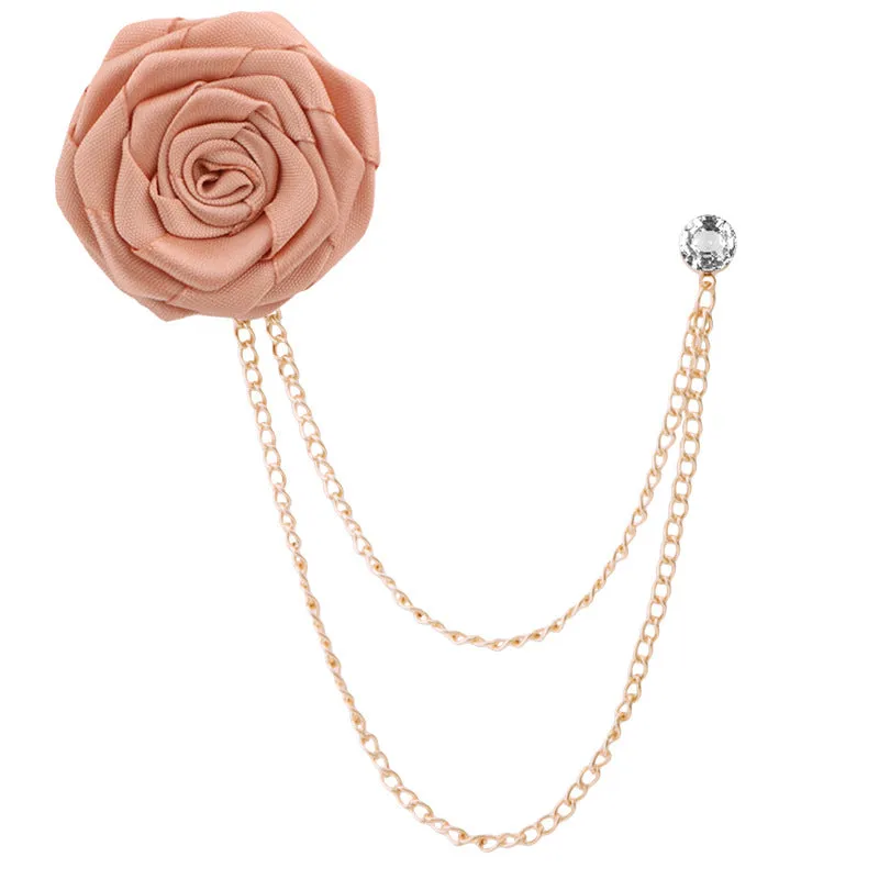 Handmade Rose Chain Brooch Perfect Wedding Gift for Grooms