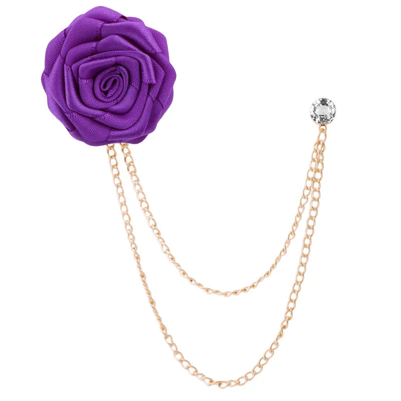 Handmade Rose Chain Brooch Perfect Wedding Gift for Grooms