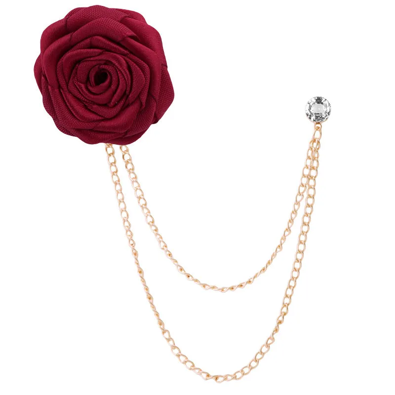 Handmade Rose Chain Brooch Perfect Wedding Gift for Grooms