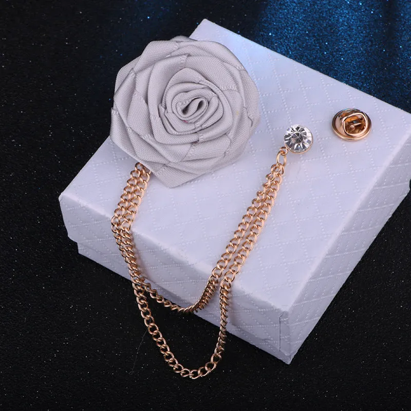 Handmade Rose Chain Brooch Perfect Wedding Gift for Grooms