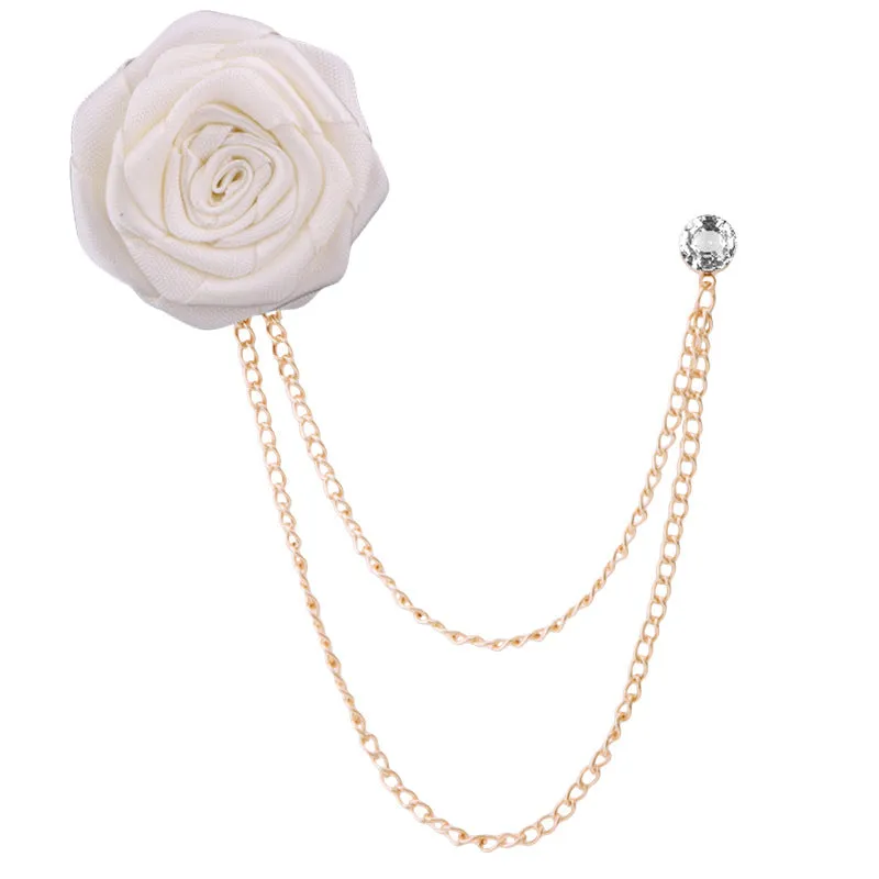 Handmade Rose Chain Brooch Perfect Wedding Gift for Grooms