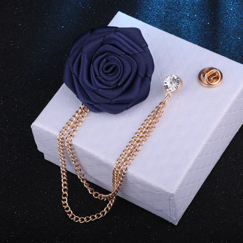 Handmade Rose Chain Brooch Perfect Wedding Gift for Grooms