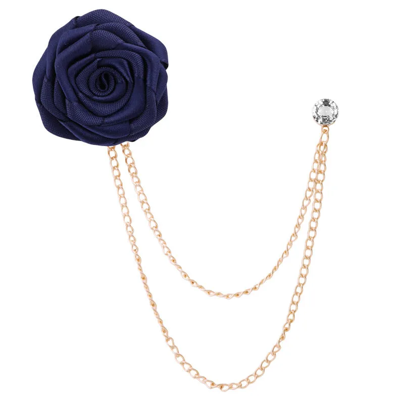 Handmade Rose Chain Brooch Perfect Wedding Gift for Grooms