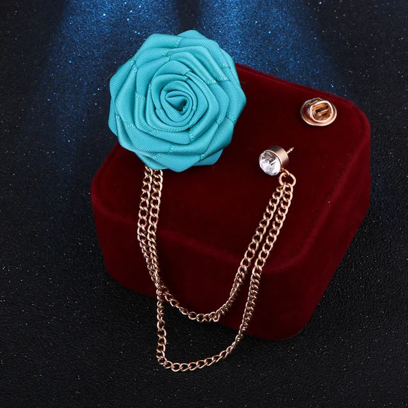 Handmade Rose Chain Brooch Perfect Wedding Gift for Grooms