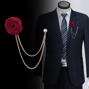 Handmade Rose Chain Brooch Perfect Wedding Gift for Grooms