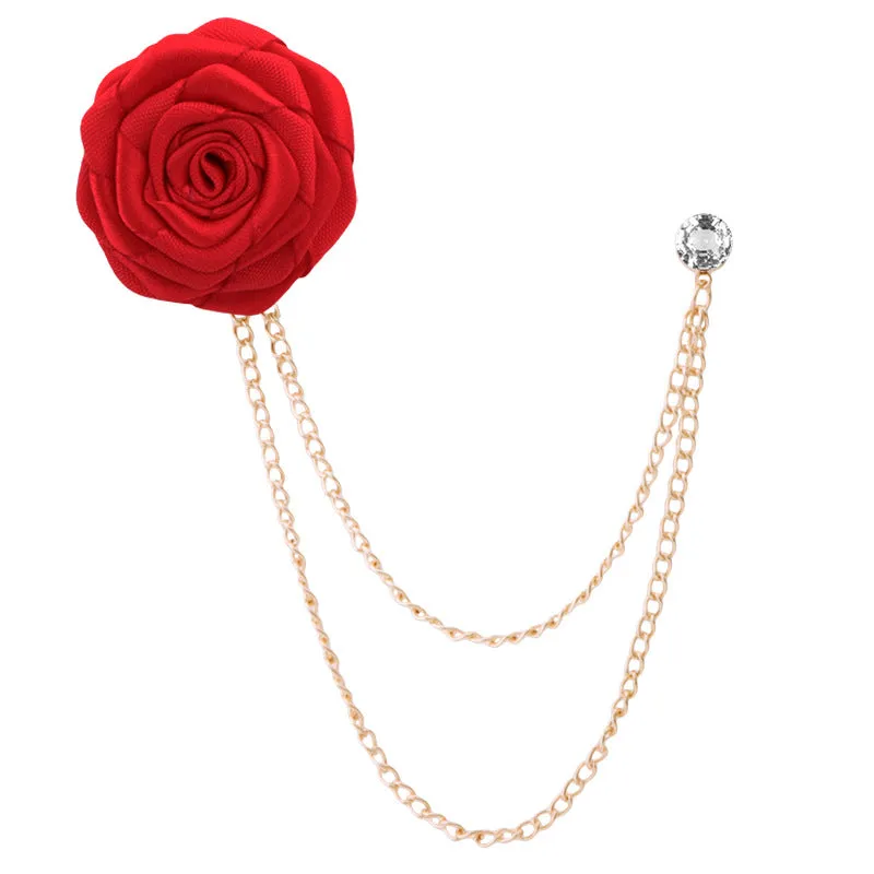 Handmade Rose Chain Brooch Perfect Wedding Gift for Grooms