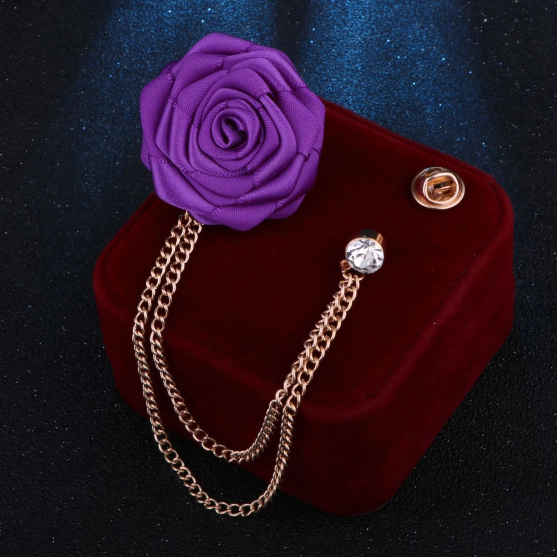 Handmade Rose Chain Brooch Perfect Wedding Gift for Grooms