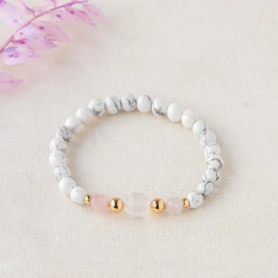 Harmonious Serenity Howlite & Rose Quartz Gemstone Bracelet 6mm