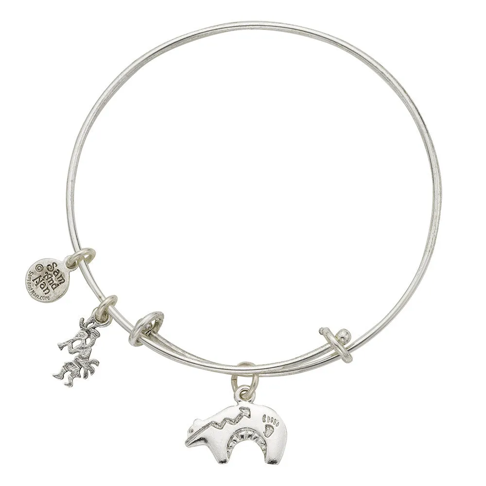 Heartline Bear Charm Bangle Bracelet