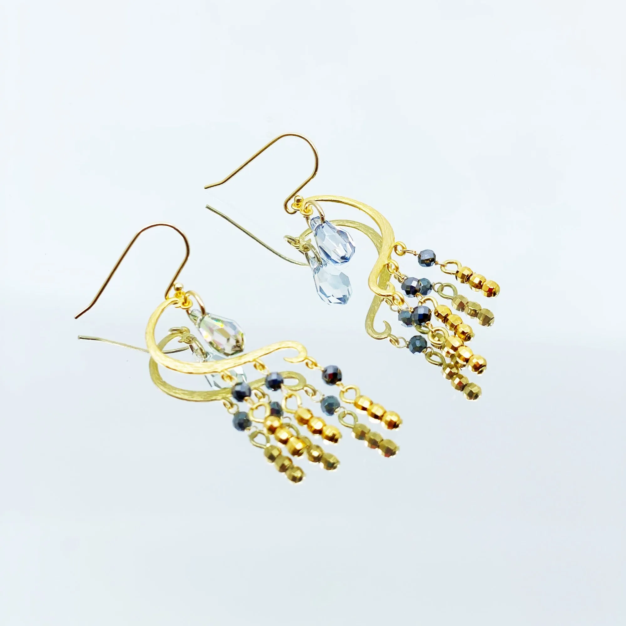 Heavenly Elegance Gold Grey Earrings