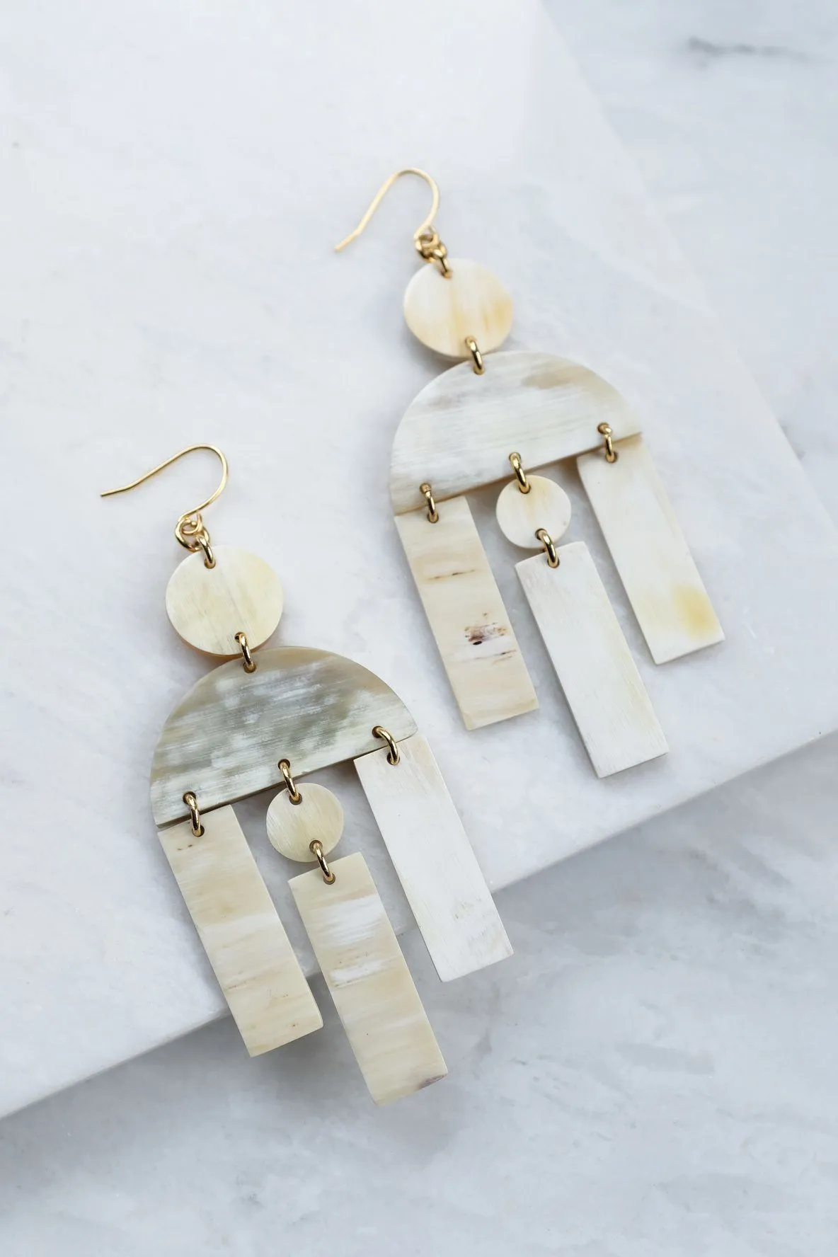 Hoang Hau Buffalo Horn Chandelier Statement Earrings