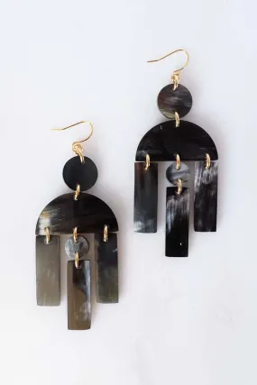 Hoang Hau Buffalo Horn Chandelier Statement Earrings