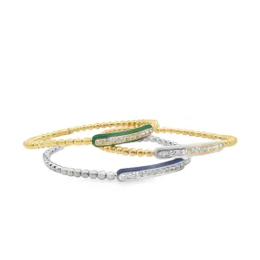 Hulchi Belluni Enamel Stretchy Diamond Bar Bracelet