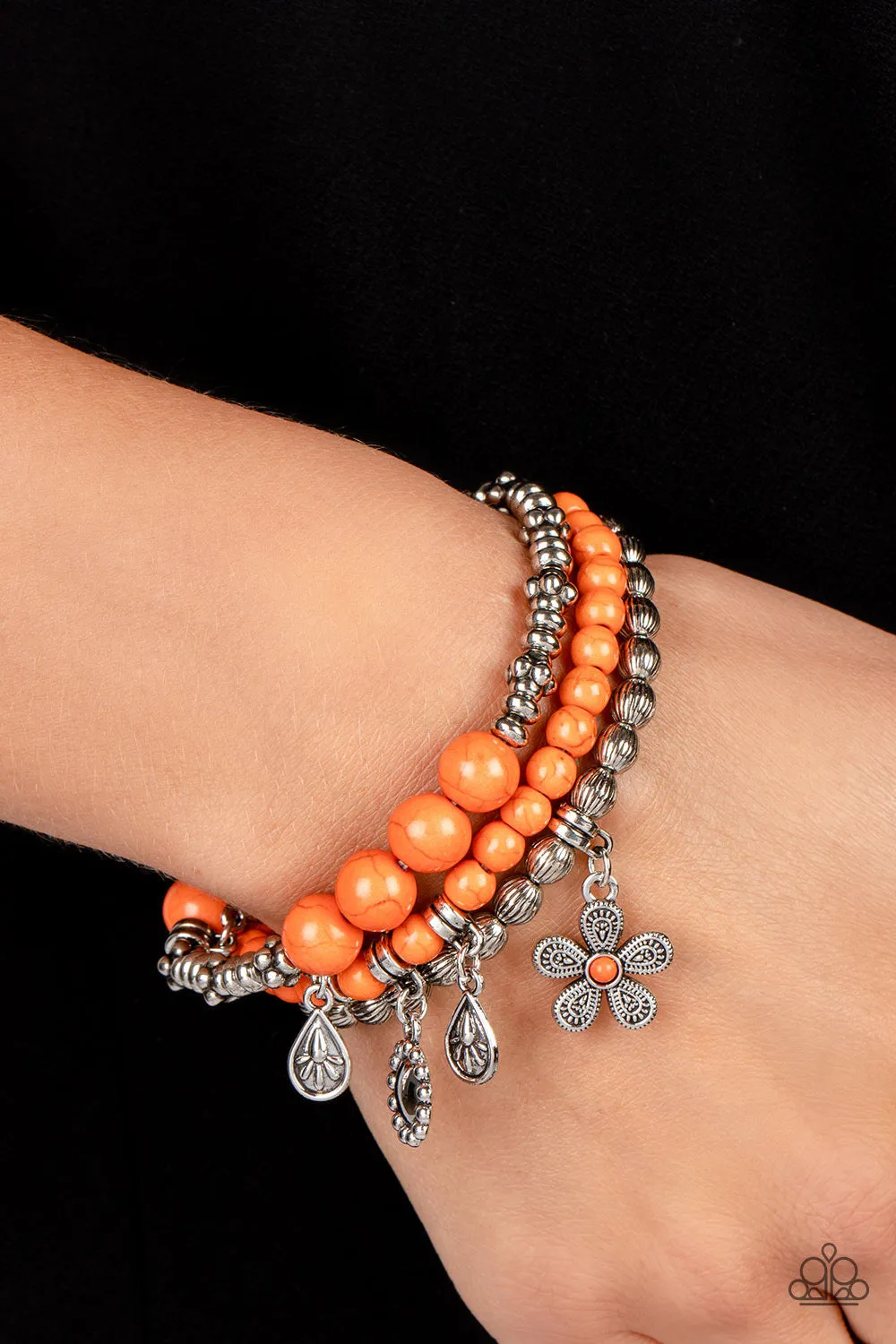 Individual Inflorescence - Orange Layered Bracelet - Paparazzi Accessories