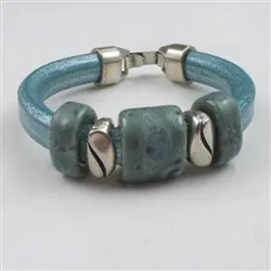 Iridescent Sea Green Real Bracelet Handmade Accents