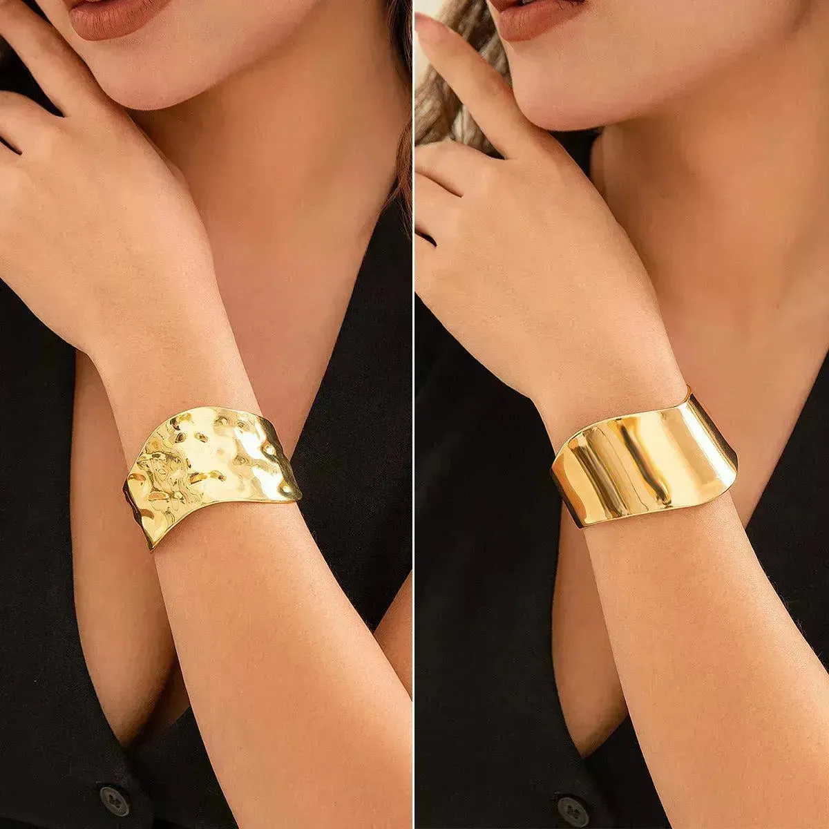 Irregular With Personality Glossy Alloy Wide Bracelet for Women