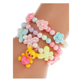 JAB45113 - Teddy Bear Bead Stretch Bracelet Set