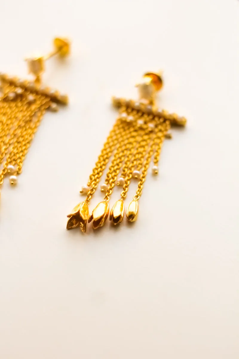 Jasmine Chandelier Waterfall Earrings (Gold)