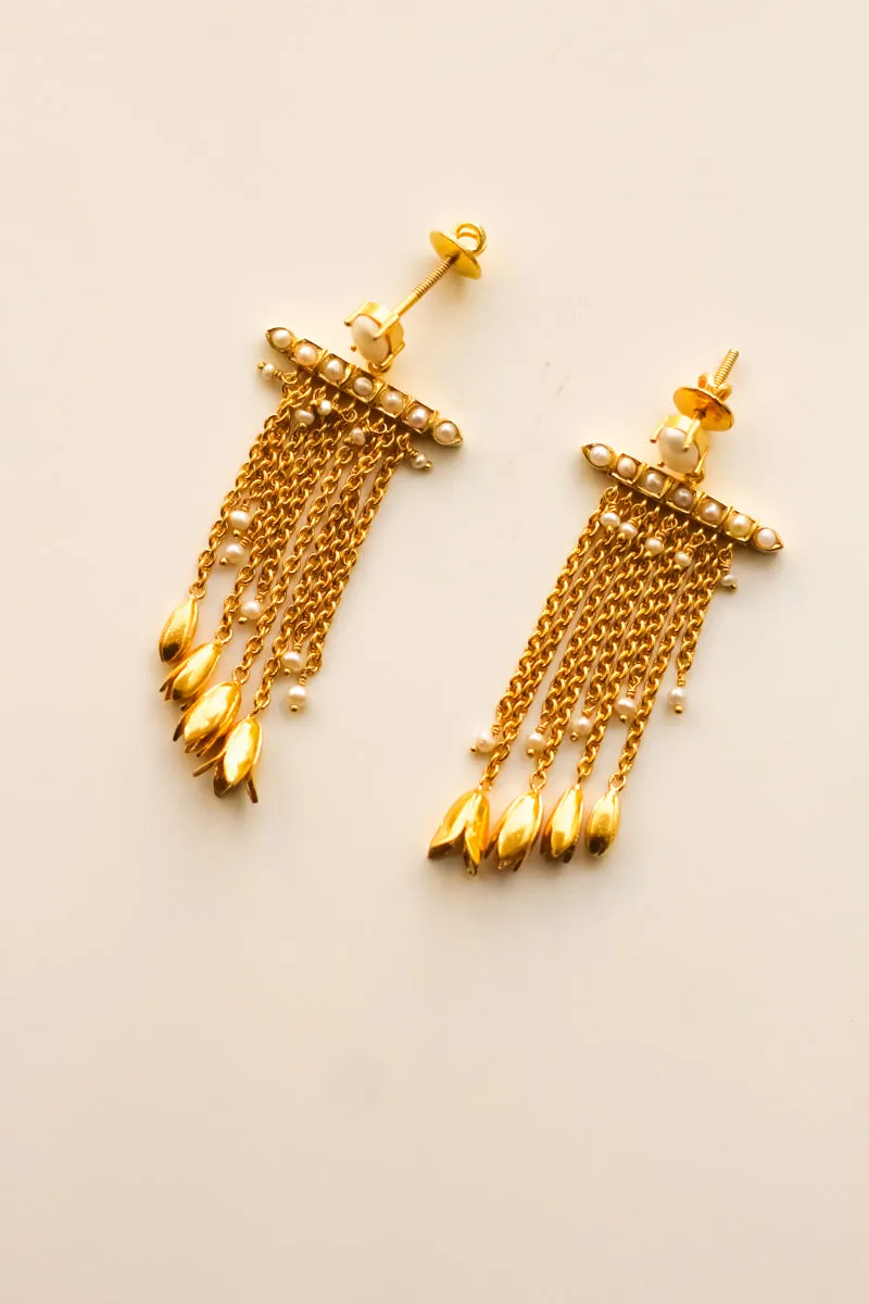 Jasmine Chandelier Waterfall Earrings (Gold)