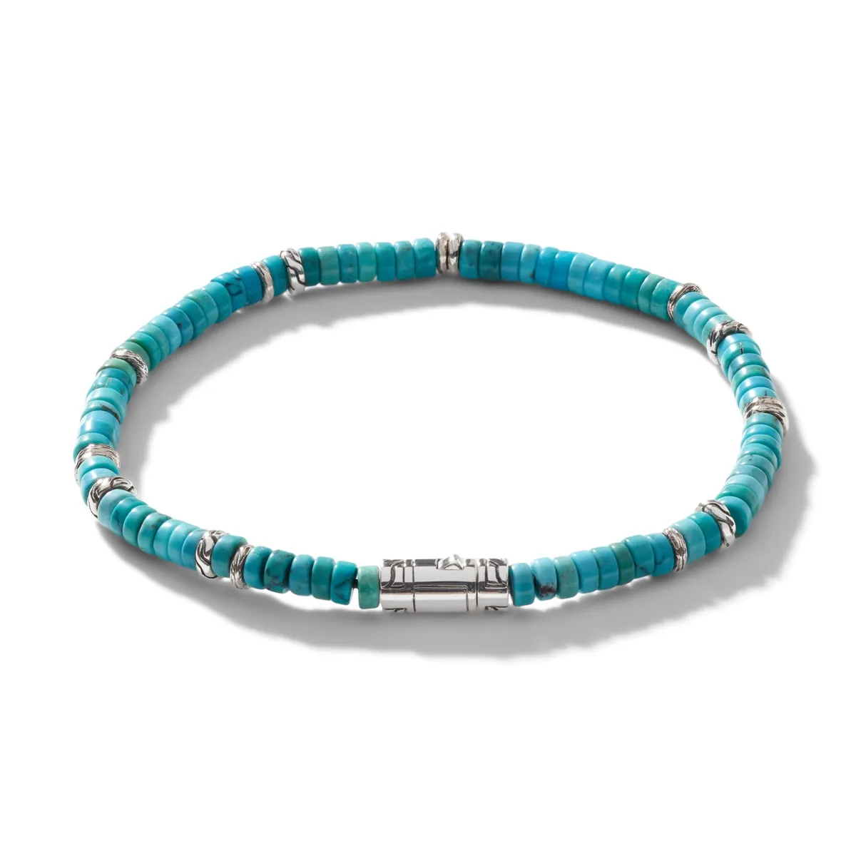 John Hardy Classic Chain Sterling Silver Heishi Turquoise Bracelet