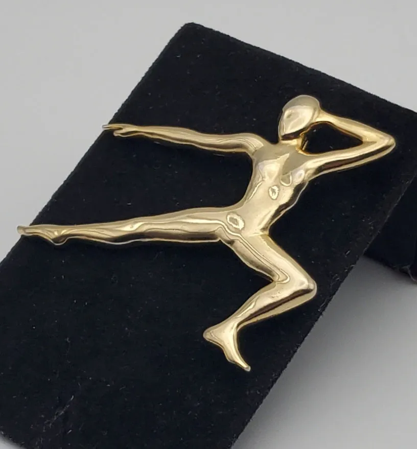 Jonette Jewelry - Vintage Gold Tone Female Dancer Brooch