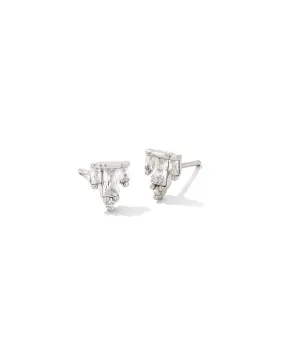 Juliette Stud Earrings in Rhodium White Crystal