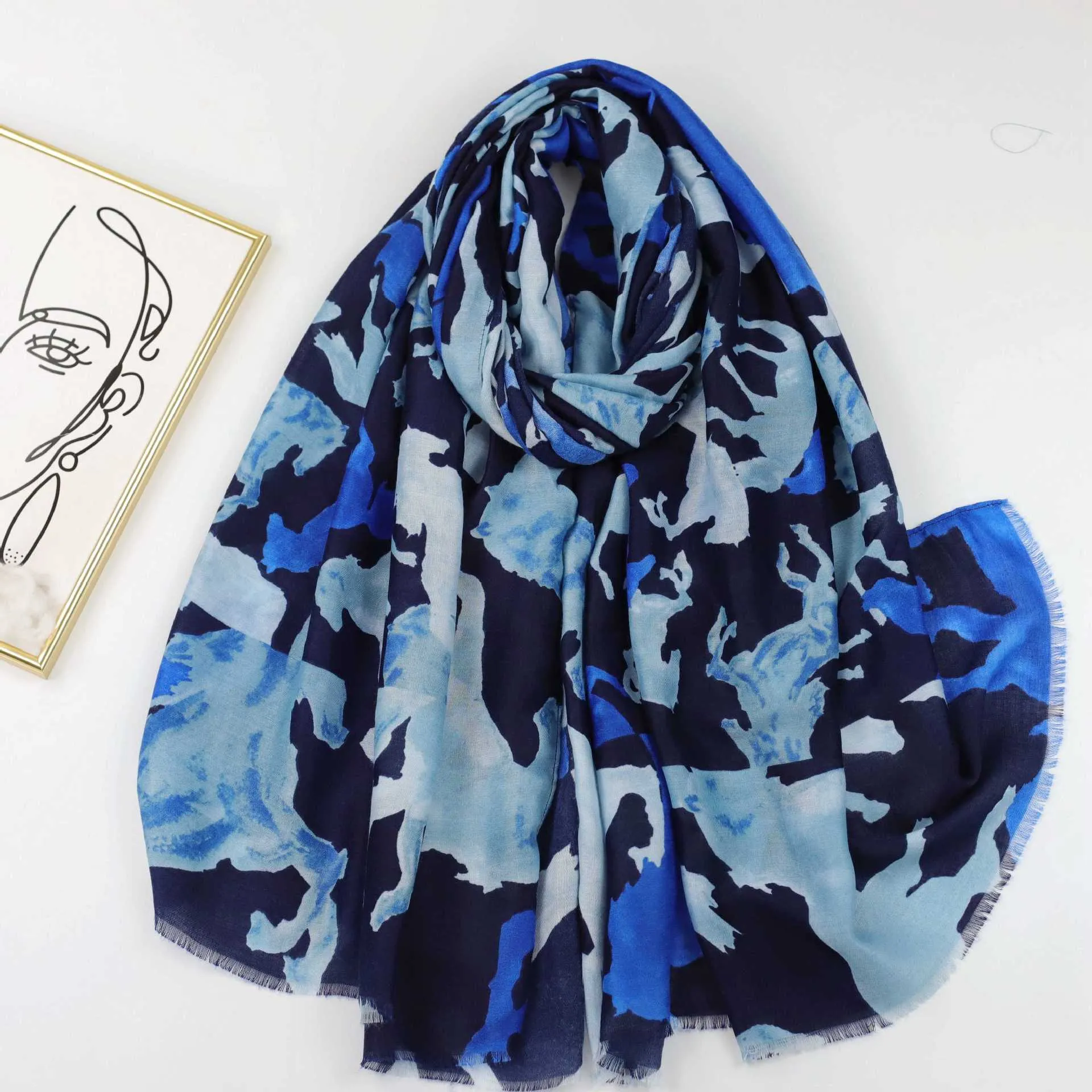 JY230704 horse printed scarf