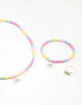 Kids Rainbow Bead Ring, Neck & Bracelet Pack