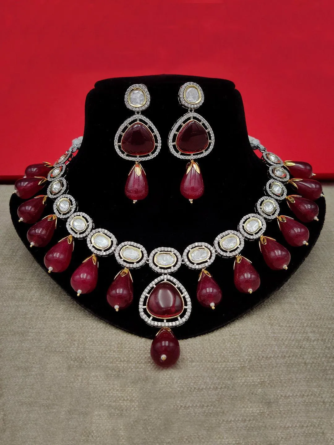 Kundan Beaded Studded Jewelry Set