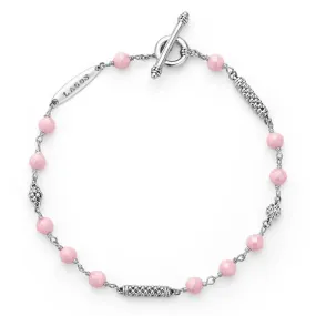 LAGOS Caviar Icon Pink Ceramic Beaded Bracelet in Sterling Silver